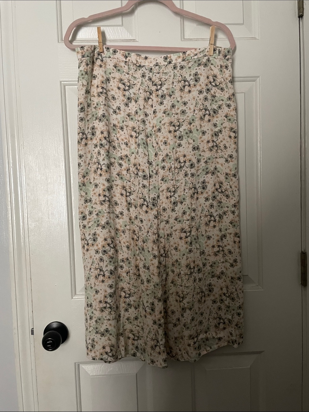 H&M Cream Floral Maxi Skirt with Green Accents